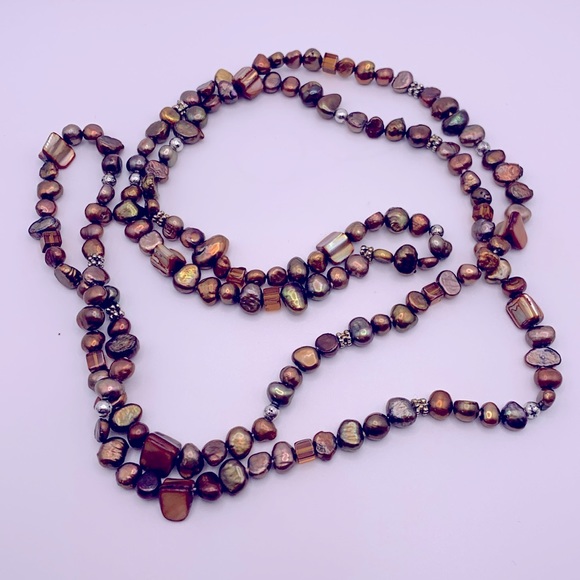 💝Vintage Genuine Freshwater Baroque Pearl & Stone Necklace - Picture 1 of 4